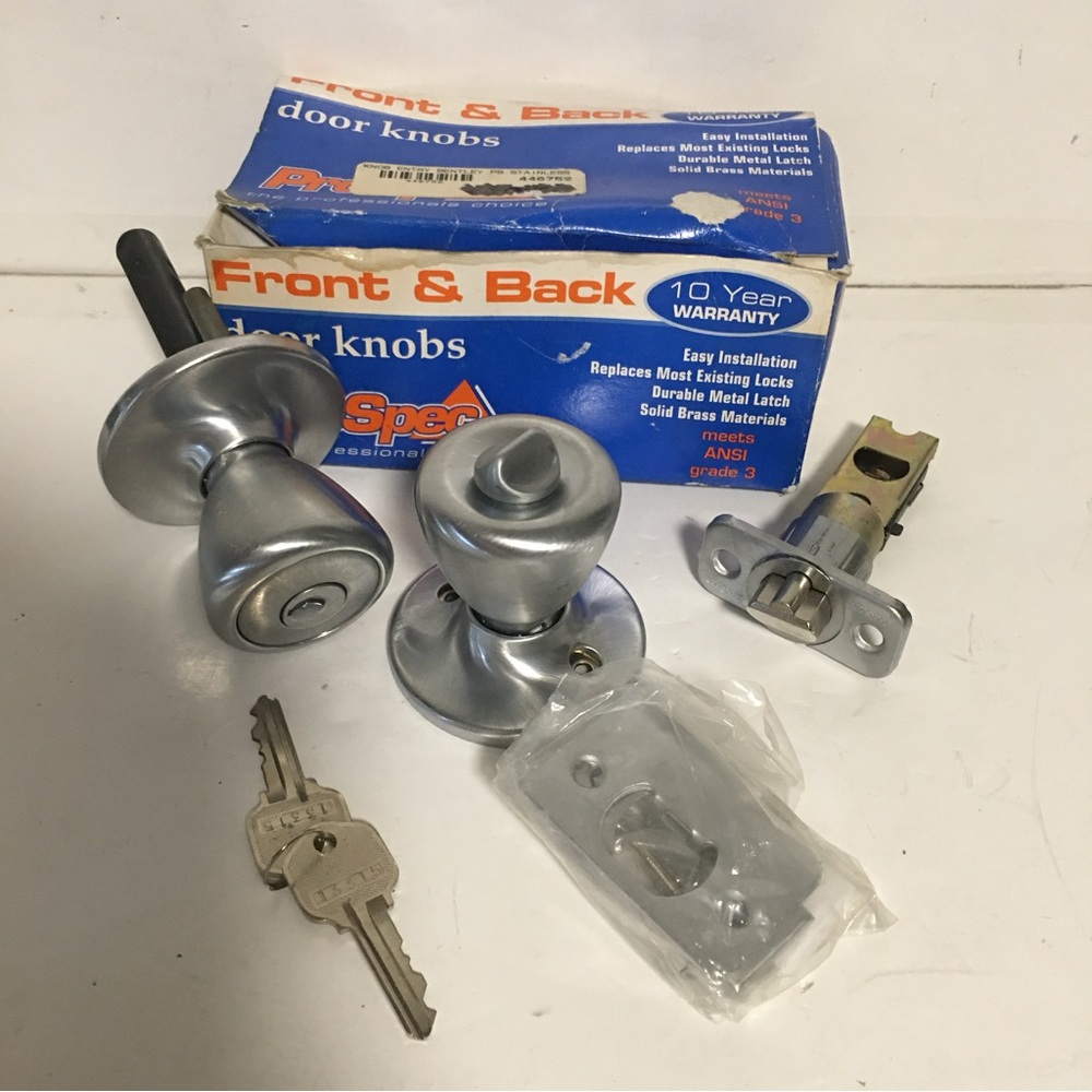 ProSpec model 300-320 Entry Bentley PB Stainless front & back doorknobs NIB